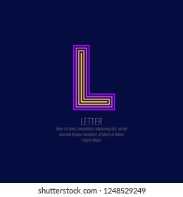 Modern linear logo and sign the letter L. Vector illustration.