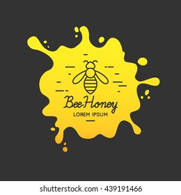 Modern linear logos for beekeepers. The stickers on the products of the apiary. Stylish logos vector bee honey.