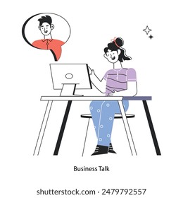 Modern linear mini illustration of business talk 