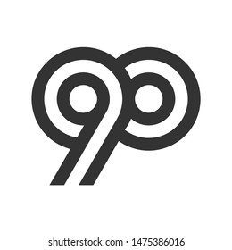 Modern linear number 90 icon vector template