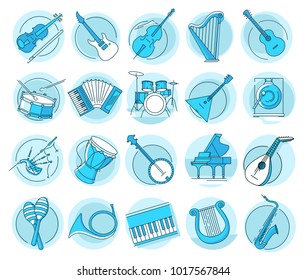 Modern linear pictogram of musical instruments. Set of concept line icons musical instruments. Musical tools. UI/UX for web design, applications, mobile interface, infographics and print design