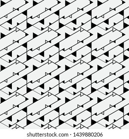 Modern linear seamless pattern. An abstract geometrical ornament of design from the repeating rectangles and rhombuses. Vector graphics.