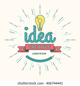 Modern linear a sign development of the idea. Brainstorm and work on the task. Vector illustration.