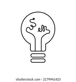 A modern linear and simple poster of psychological health. The concept of self-preservation. The image of a light bulb that burned out from the patience of the negative