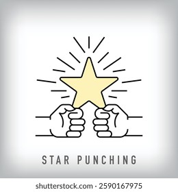 Modern linear star punch design. Artistic idea concept template.