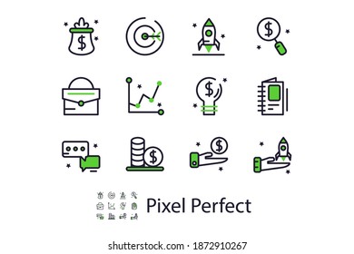 Iconos de inicio lineal modernos en estilo plano