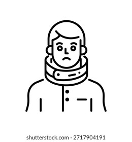 Modern linear style icon of neck fracture