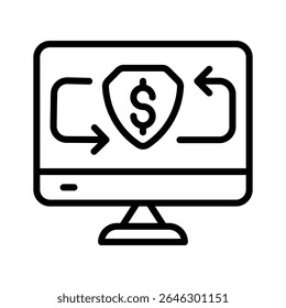 Modern linear style icon of online secure payment