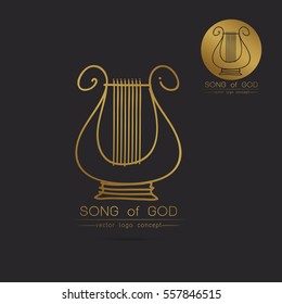 Modern linear thin flat design. The stylized image of lyre logo. classic music festival logo Template for covers, logo, posters, invitations,Modern art thin line of the classical lyre icon