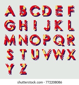 Modern linear typographic alphabet in a set. Contains vibrant colors and minimal design. Letters from A to Z. Vector Illustration.