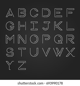 Modern linear uppercase alphabet design,Minimalist style. Vector Illustration