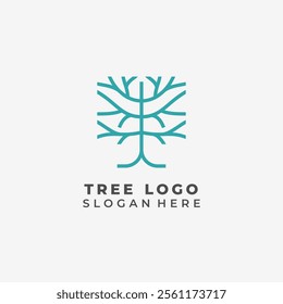 Modern lineart tree logo for eco-friendly company identity