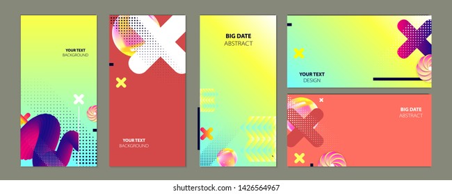 Modern lines abstract covers set summer banners gradient shapes composition background