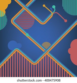Modern lines circles and stripes vector background.