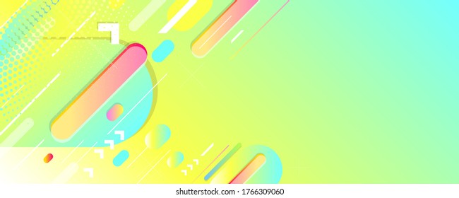 Modern lines colorful summer poster. Wave liquid shape in yellow blue colors background. Art design for your design