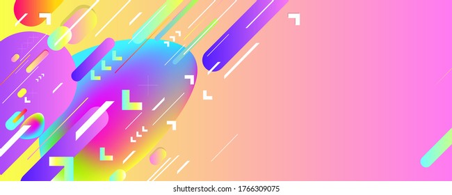 Modern lines colorful summer poster. Wave liquid shape in yellow blue colors background. Art design for your design
