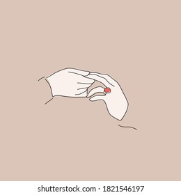 Líneas modernas. Manos de amantes. Ilustración dibujada a mano vectorial para el diseño.