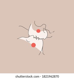 Moderne Linien. Der Kuss. Vektorhandgezeichnete Illustration für Design.