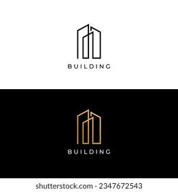 modern lines real estate or apartment logo, vector