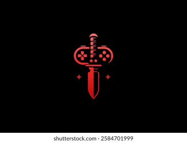 A modern line-style logo featuring a joystick and knife, combining gaming and precision.