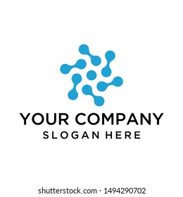 Modern linked dots spiral shape logo vector for business company. Technology dynamic logo concept