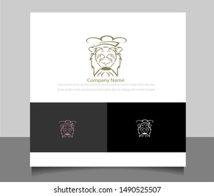 Modern lion chef logo vector ilustration template with flat style. Creative design in eps 10.