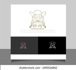 Modern lion cowboy logo vector ilustration template with flat style. Creative design in eps 10.