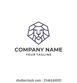 Modern Lion Head Line Art Logo Design