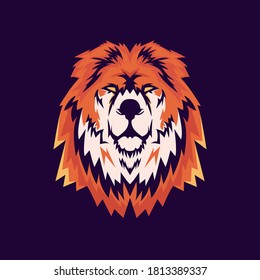modern lion head mascot logo design