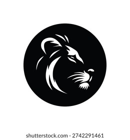 Modern Lion Head Round Emblem