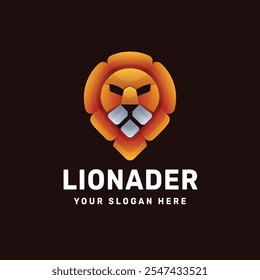 modern lion illustration gradient animal logo