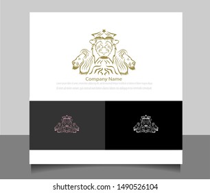 Modern lion king logo vector ilustration template with flat style. Creative design in eps 10.