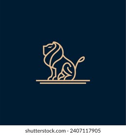 Modern Lion Line Art Logo Design