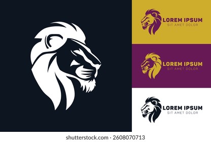 Modern Lion Silhouette Logo in Black White Theme