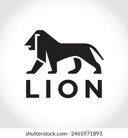 Modern lion silhouette logo. Vector illustration template, Abstract lion symbol. Wild predator logo concept, Lion head logo design. Abstract wild animal emblem