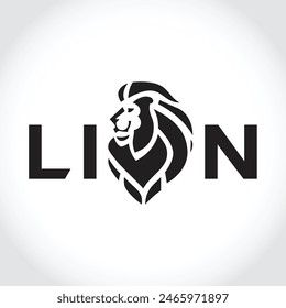 Modern lion silhouette logo. Vector illustration template, Abstract lion symbol. Wild predator logo concept, Lion head logo design. Abstract wild animal emblem