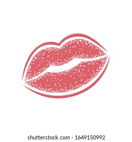 Modern Lips prints on a white background. Vector womans girl lipstick kiss mark.