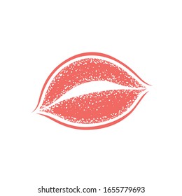 Modern Lips prints on a white background. Vector womans girl lipstick kiss mark.