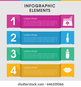 Modern lipstick infographic template. infographic design with lipstick icons includes lipstick, make up bag. can be used for presentation, diagram, annual report, web design.