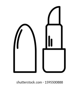 Modern lipstick vector icon on white isolated background. Flat linear contour drawing. Design element for website, social networks, business cards, flyers, beauty salons and more.