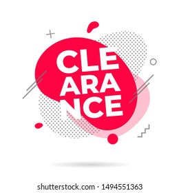 Modern liquid abstract CLEARANCE text flat style design fluid amoeba color vector illustration banners or flyer leflet icon sign.
