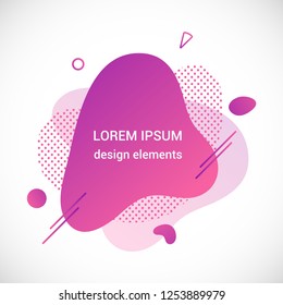 Modern liquid abstract element graphic gradient flat style design fluid vector colorful illustration banner simple shape template for logo, presentation, flyer, brochure isolated on white background.