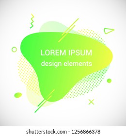 Modern liquid abstract element graphic gradient flat style design fluid vector colorful illustration banner simple shape template for logo, presentation, flyer, brochure isolated on white background.