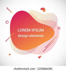 Modern liquid abstract element graphic gradient flat style design fluid vector colorful illustration banner simple shape template for logo, presentation, flyer, brochure isolated on white background.