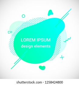 Modern liquid abstract element graphic gradient flat style design fluid vector colorful illustration banner simple shape template for logo, presentation, flyer, brochure isolated on white background.