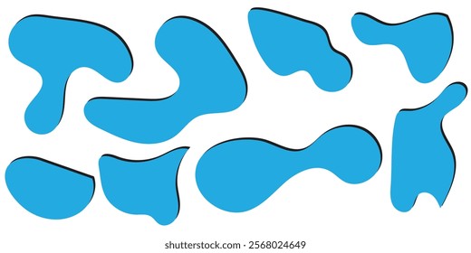 Modern liquid abstract element graphic gradient flat style design fluid vector colorful illustration set banner simple shape template for logo, presentation, flyer, isolated on white background.