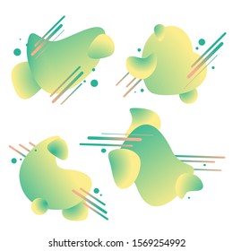 modern liquid abstract gradient shape .Set of abstract modern graphic elements with yellow and green colored forms and line. Template for the design of a logo, flyer or presentation.Stock vector