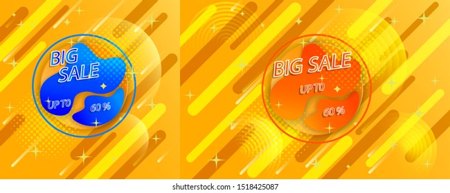 Modern liquid abstract sale banner template. Double banner template