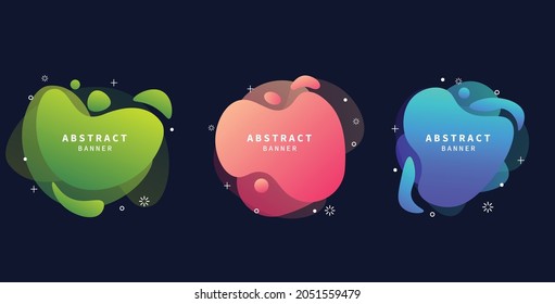 Modern liquid abstract set. Gradient abstract banner with flowing liquid shape