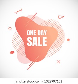 Modern liquid abstract special offer price sign ONE DAY SALE text gradient flat style design fluid vector colorful vector illustration banner simple shape advertising big sale or clearance symbol 